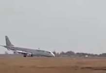 Aвион принудно слета без предните тркала