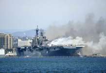 Повеќемина повредени во експлозија и пожар на американски воен брод