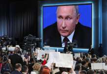 Двојно помалку новинари на годишната конференција на Путин