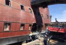 Се урива првата од трите галии во Вардар