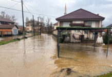Поплави во горното течение на Вардар, земјоделски површини и куќи под вода