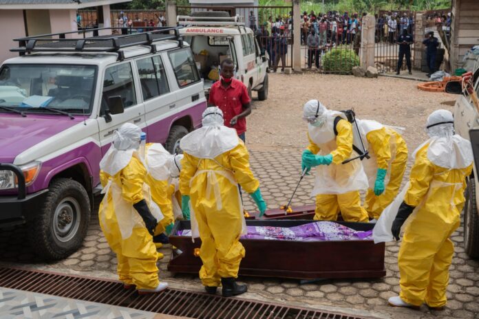 Deceased ebola patient prepared for burial at Bunia hospital under strict measures Ebola Kongo