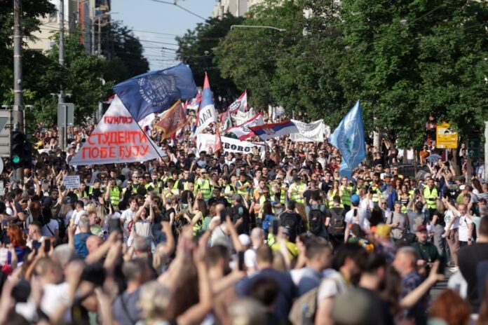 University students rally for early elections in Serbia